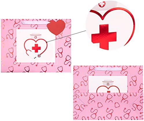 Bolsa de presente do Dia das Enfermeiras Lezakaa com papel de seda, etiqueta e cartão de presente, bolsa de presente