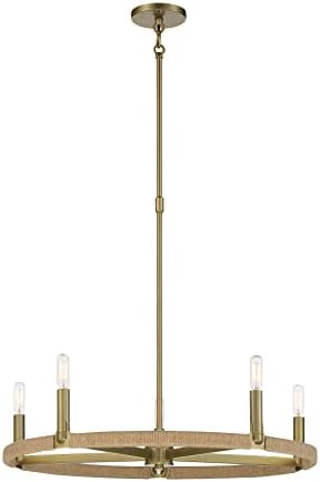 Minka Lavery 3865-695 Passagem Windward Crela natural Candelier de vela redonda, 5 luzes 300 Watts, 24 h x 27 W, Brass macias