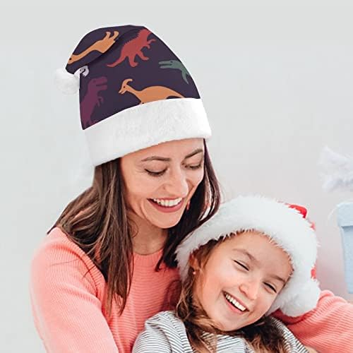 Dinossauros multicoloridos chapéu de natal chapéu de santa personalizado decorações engraçadas de natal