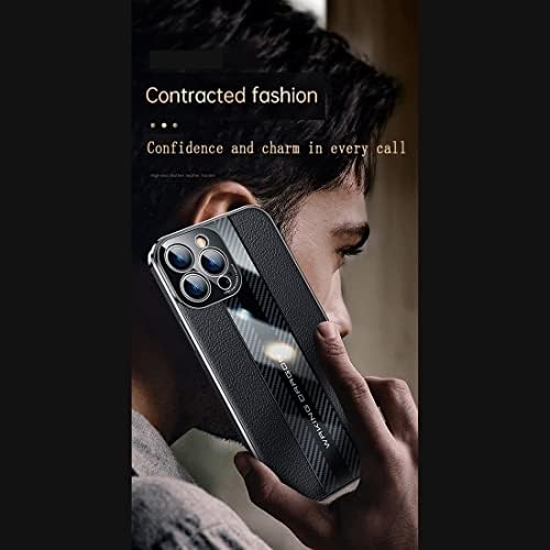 Capa de telefone Lonuo Caso de couro + estojo de fibra de carbono projetado compatível com iPhone 13 com proteção contra