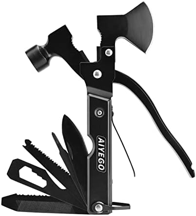 Multi-Tool Axe Hammer, atualizado 14 em 1 ferramenta portátil de hatchet com bainha, Camping Survival Gear Kit Presentes