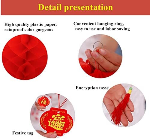 Kymy 30pcs lanternas de papel vermelho chinês, lanternas de papel chinês redondos de pendura vermelha para o ano novo chinês, festival