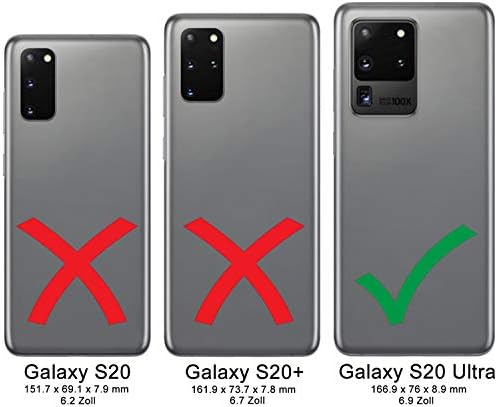Caso da carteira de Bouletta para Samsung Galaxy S20 Ultra - Couro de Flip Flip Flip Folio Phone com 3 cartas para homens e mulheres
