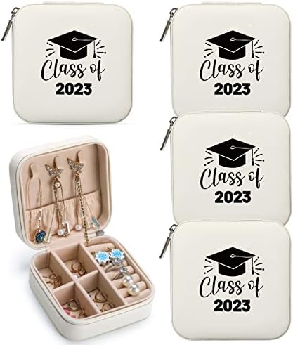 Nuanchu 4 peças 2023 Presentes de graduação para suas caixas de jóias de viagens de graduação Classe de 2023 caixas de jóias