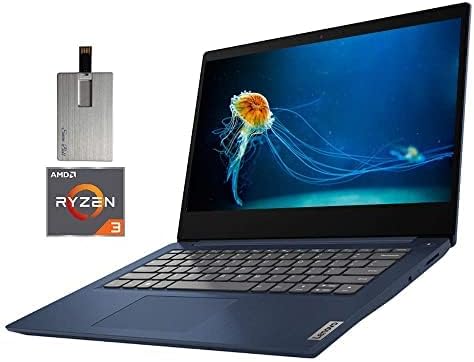 2021 Lenovo Ideapad 3 14 Computador de laptop FHD, 3ª geração da AMD Gen Ryzen 3-3250U, RAM de 8 GB, 1 TB HDD, AMD Radeon Vega 3, Windows 10 S, Abyss Blue, 32 GB Snowbell cartão USB