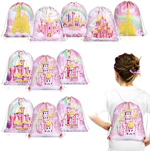 Lothee 16 Pack Princess Party Saco de presente de príncipe Princess Candy Bag Decoration Pink Castle Snack com menina