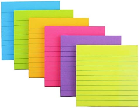Notas pegajosas com linhas ladeadas notas pegajosas 4x4 Multi cores brilhantes 6 almofadas 70 folha/almofada