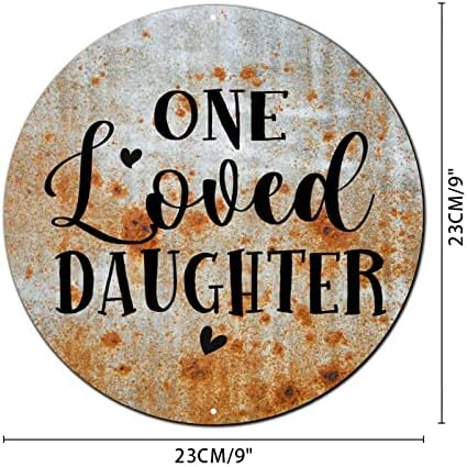 Hahciioo uma filha amada Shabby Chic Wreath Sinais de metal decoração de casa redonda placa de parede de lata para grinaldas Garage