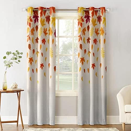 JIAMELUCK Fall Maple Folhas cortinas de blecaute para sala de estar cortinas decorativas de cozinha cortinas infantis