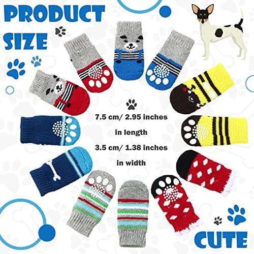 24 peças meias para cães para cães médios pequenos não deslizam Slip Skid Puppy Doggie Grip Socks Protetores de pata Socões