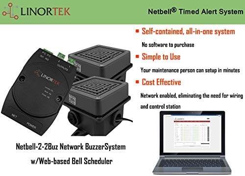 Linortek NetBell-2-2Buz TCP/IP Network Break Buzzer System com duas campainhas extras de 4 ”para a fábrica industrial