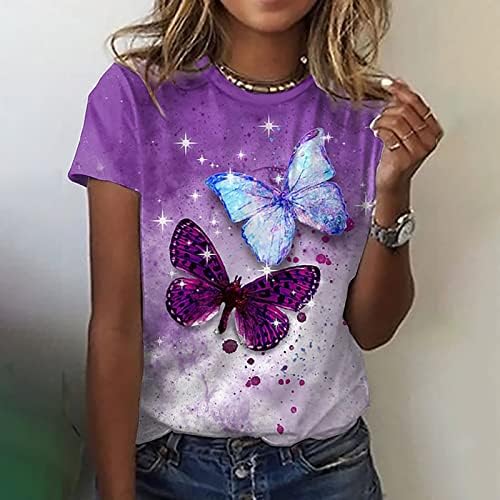 Camisetas de verão feminino Creca de garganta de garganta de fechadura de brecha reversa corante arco -íris Blusa do pescoço V camiseta