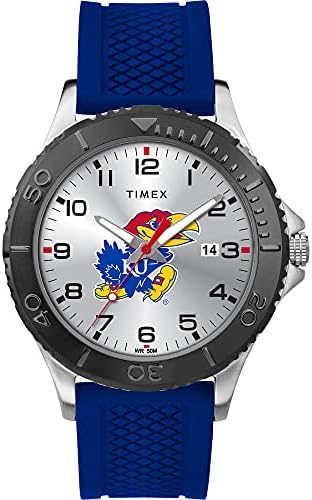 Timex Tribute Men's Collegiate Gamer 42mm Relógio - Kansas Jayhawks com cinta de silicone azul royal