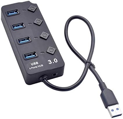 WPYYI USB 3.0 Hub Splitter 4 Porta de alta velocidade Adaptador de energia CA Individual/desativado para laptop PC