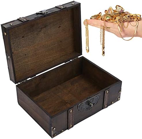 Caixa de armazenamento de madeira, caixa de lembranças de madeira grande caixa de esconderijo de bloqueio de bloqueio de