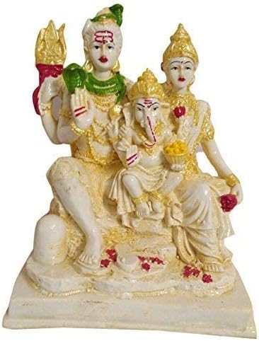 Polyresin Lord Shiv Parivar, 20 x 13 x 23 cm, amarelo, 1 peça