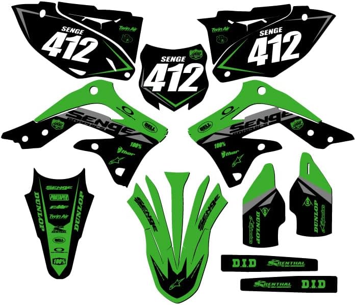 2013-2015 KX 450 F Kit Green Senge Green Senge Complete Kit com Rider I.D. Compatível com Kawasaki