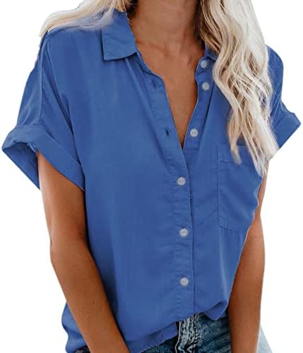 Camisas de jeans de cllios para mulheres botões modernos de manga comprida túnica de túnica solta túnica azul jean shirts