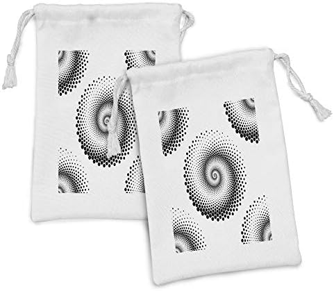 Conjunto de bolsas de tecido abstrato de Ambesonne de 2, Monocroma Spiral Grandes Pattern Pattern Pattern Modern Design Ilustration,