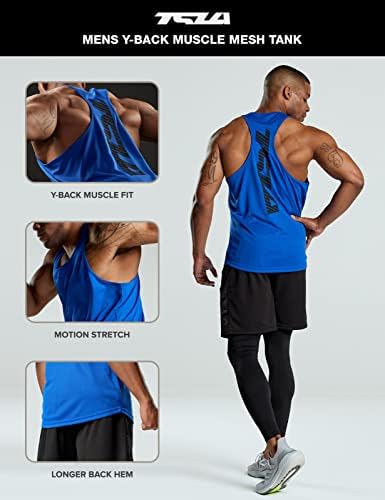 TSLA 3 Pacote de pacote masculino de tampas de exercícios musculares de encaixe Y seco, tampa da ginástica de treinamento atlético, camisetas de musculação sem mangas, camisas de musculação