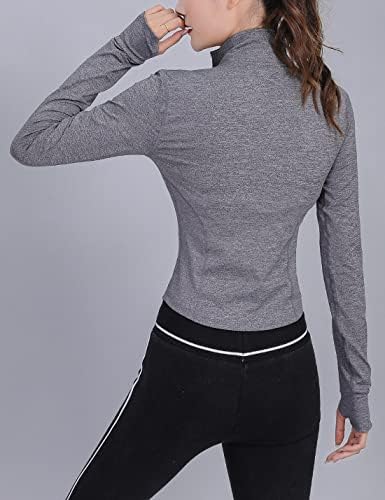 Hongsui Women's Lightweight Workout Track Slim Jacket Full Zip com orifícios de polegar