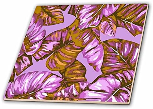 3drose folhas tropicais de banana e monstera lilac ocre cortado - ladrilhos