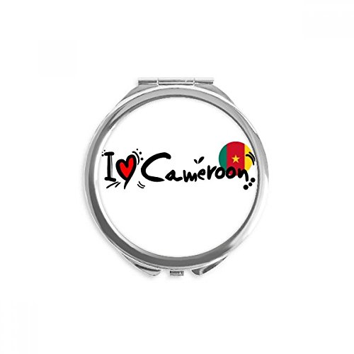 I Love Camarões Word Flag Love Heart Ilustração Hand espelho redondo de bolso portátil de bolso portátil