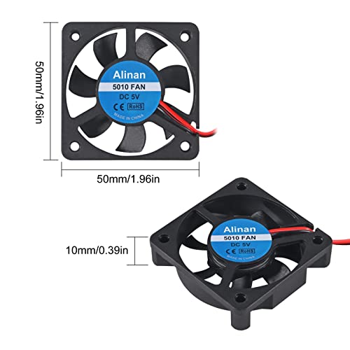 Alinan 6pcs 5010 5v Fan de resfriamento de 50 mm 50 mm Silent DC 5V 0,08A silencioso ventilador de resfriamento de