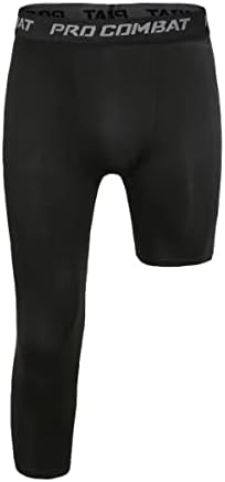 Jonscart Men 3/4 One Leg Compression Capri Tights Calças Athletic Base Camada de roupas íntimas