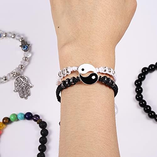 6 PCS Chakra Breaded Bracelets for Women | Pulseira de bracelete de contas Pulseira de cristal de cura