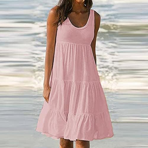 Mulheres praia vestido de verão sólido colorido verão moda férias mangas vestidos de tanque mais tamanho vestido de camisa