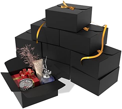 10 PCs Gift Boxes, Ginlebo 8x8x4 polegadas Caixas de presente de papelão com tampas, caixas de presente de papel com fita,