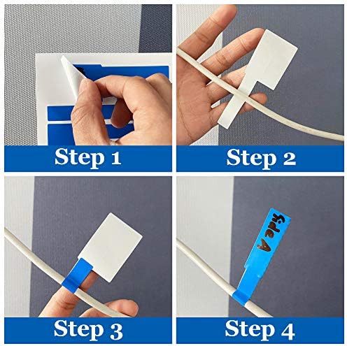 MR-LABEL® Use Letter Sheet Rótulo de cabo autoadesivo-impermeável | Resistente a lágrimas - com ferramenta de impressão gratuita - para impressora a laser, 5 cores variadas)