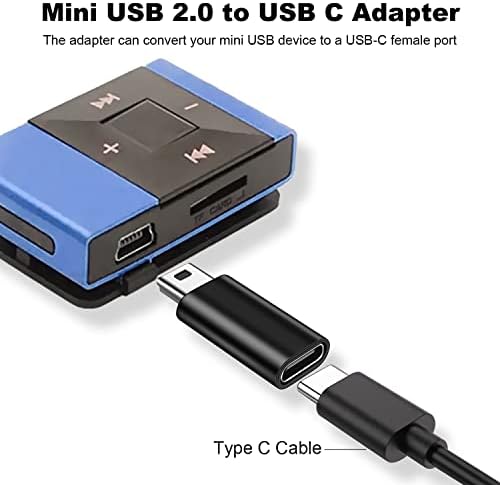 AREME MINI USB 2.0 ADAPTADOR USB C, USB TIPO C fêmea para mini conector de conversor masculino USB para câmera digital,