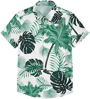 Botão da camisa havaiana masculina de Romwe para baixo de manga curta Tops de camisa de praia tropical de praia