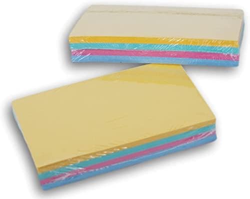 200 cartões de índice governados - cores azuis, rosa, verde, amarelo - padrão 5 x 3 polegadas