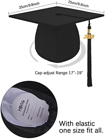 Capéu de formatura de graduação fosco de adultos unissex com borla ajustável para o ensino médio e faculdade