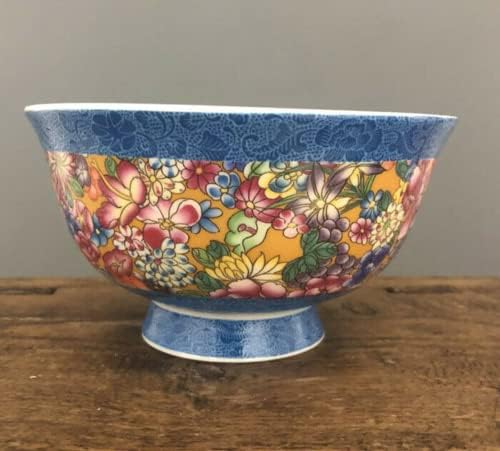 13 cm chinês Qing Qianlong Famille Rose Porcelain Colored Flower Decory Bowl