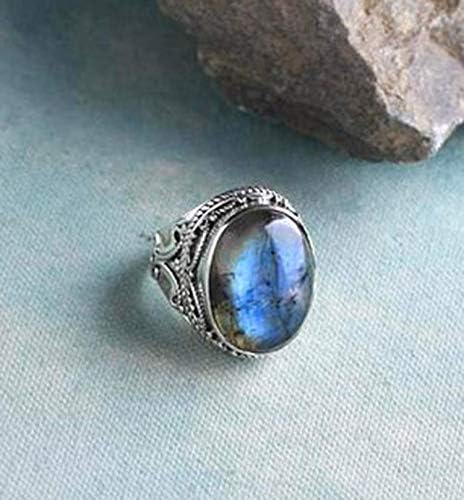YotReasure 15x20mm Labradorita anel em negrito sólido 925 jóias de pedras preciosas de prata esterlina