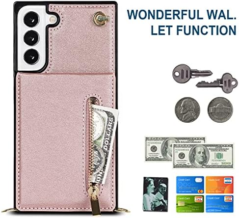 Ephoou Crossbody Women Women Wallet Caso para Samsung Galaxy S21+ Plus com porta -cartas, capa de correção de cordão removível
