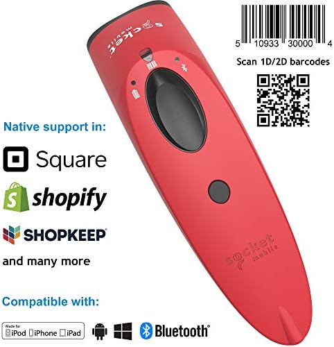 SocketsCan S760, Scanner de código de barras universal e leitor de identificação de viagem, suporte vermelho e de carregamento