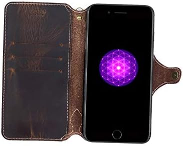 Caso de iogurte para iPhone 8 Plus, capa para iPhone 7 Plus, carteira de couro genuína compatível com iPhone 8 Plus/7 Plus de couro de óleo de 5,5 polegadas