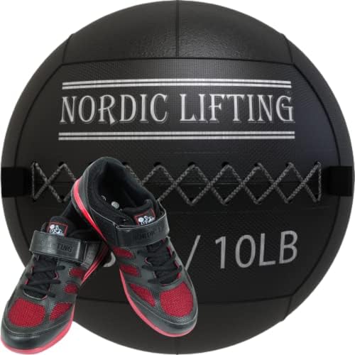 Bola de parede de elevação nórdica 10 lb pacote com sapatos Venja Tamanho 8 - Vermelho preto