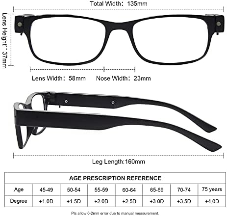Okh lendo óculos com lente leve e anti -azul, leitores de LED brilhantes recarregáveis ​​para homens, mulheres
