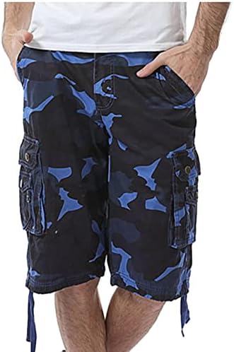Shorts de camuflagem homens 3/4 ajuste solto abaixo do joelho Capri Cargo curto de vários bolsos versáteis shorts de camuflagem