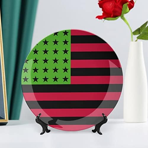 Pan afro -americano flagcustom foto osso porcelana de placas decorativas de personalidade Cerâmica Crafts para homens Presentes de homens com suporte de exibição