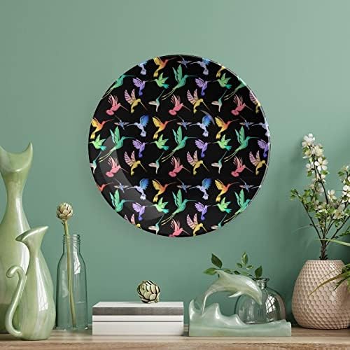 Flying Hummingbirds Nature tema Funny Bone China Decorativa Placas redondas Cerâmica Craft With Display Stand for Home Office Wall Decoration