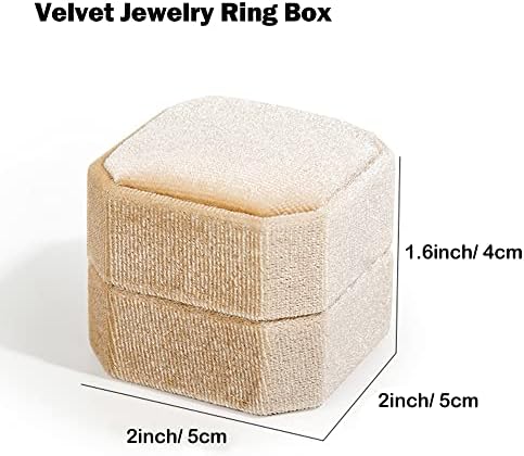 Caixa de anel de jóias de veludo Muulaii, caixa de casamento de anel de casamento de noivado de octógono com tampa destacável