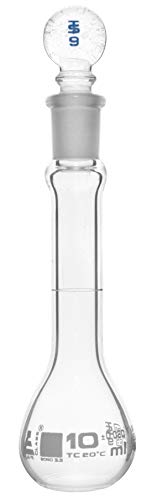 Balquinho volumétrico, 10 ml - classe A, ASTM - Tolerância ± 0,020 ml - Bolsa de vidro - graduação única e branca - Eisco Labs