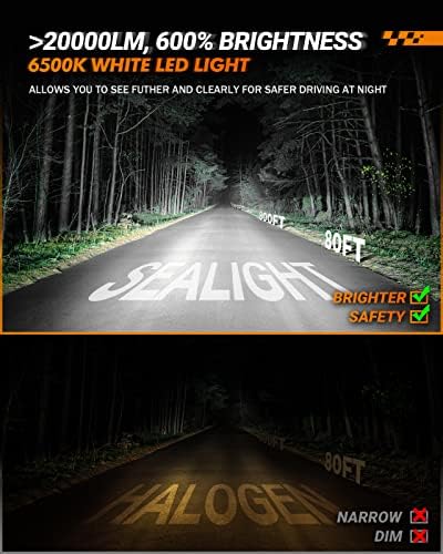 Sealight 9005/HB3 BULHAS LED BULHAS H11 Lâmpadas de nevoeiro LED, 6000k Xenon White 400% Super Blehtness H11 Kit de lâmpada LED
